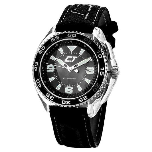 Chronotech Black Leather Watch