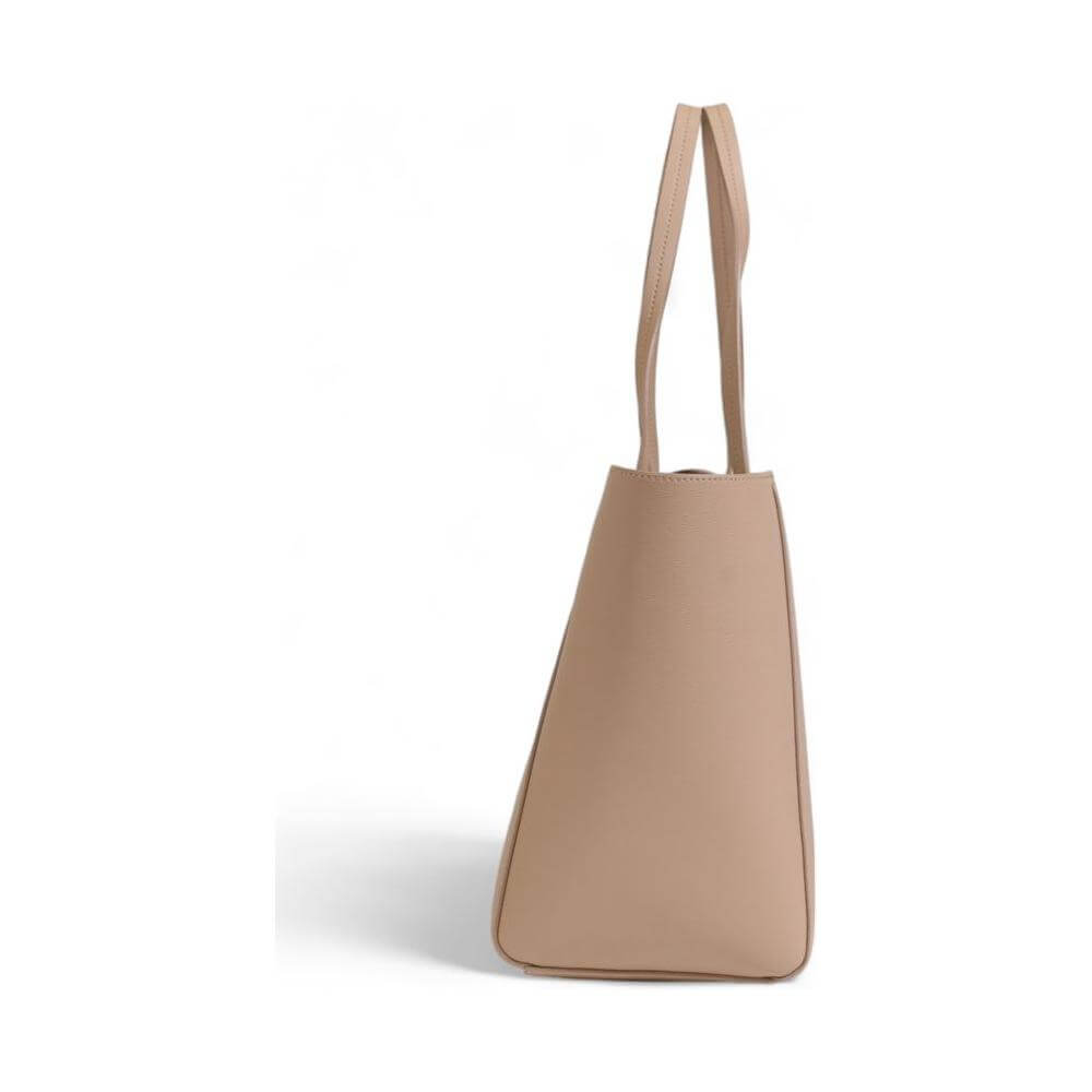 Calvin Klein beige handbag made from 100% recycled polyester, side view. Part of the Women's Fall/Winter collection.