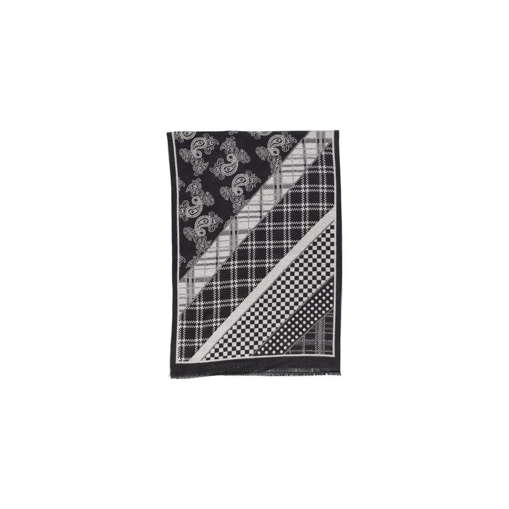 Sandro Ferrone Black Viscose Scarf Sandro Ferrone Gray