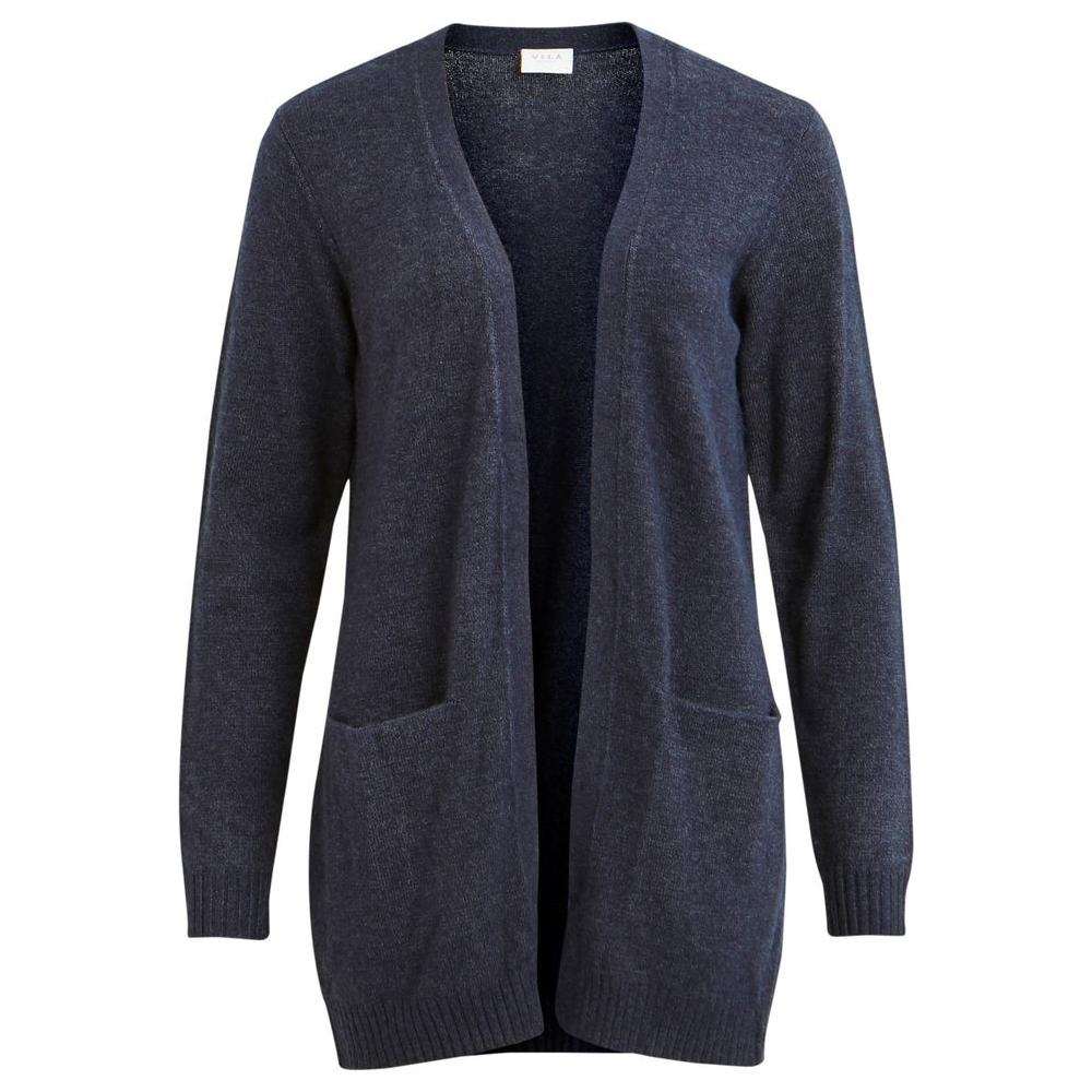 Vila Clothes Blue Viscose Cardigan Vila Clothes Dark Slate Gray