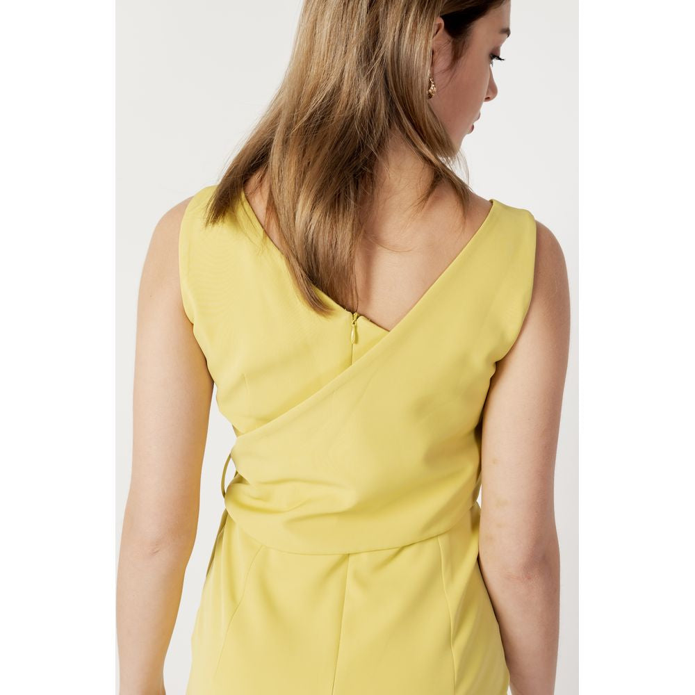 Sandro Ferrone yellow polyester long dress, women's fashion, spring/summer collection.