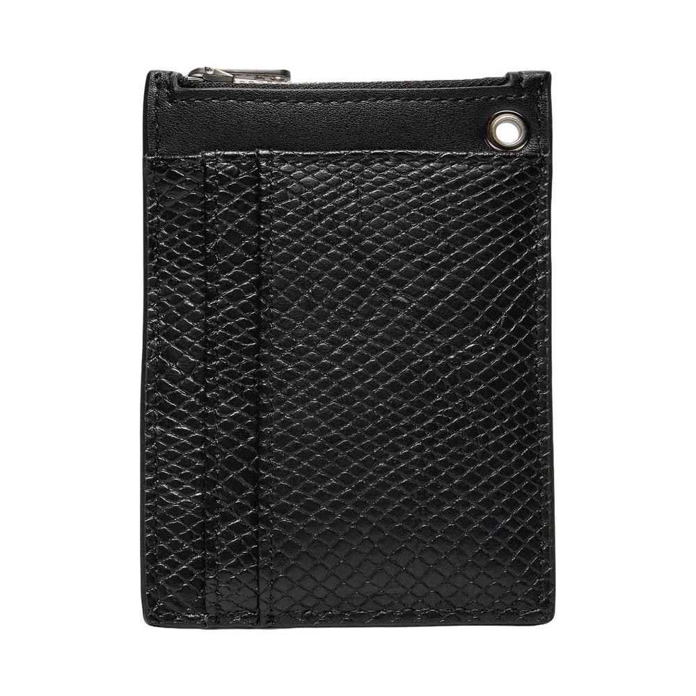Calvin Klein black wallet for women, made of polyethylene, featuring a textured finish, part of the spring/summer collection.