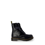 Dr. Martens Black Leather Boot with sturdy rubber sole and lace-up closure, featuring iconic design and warm internal lining.