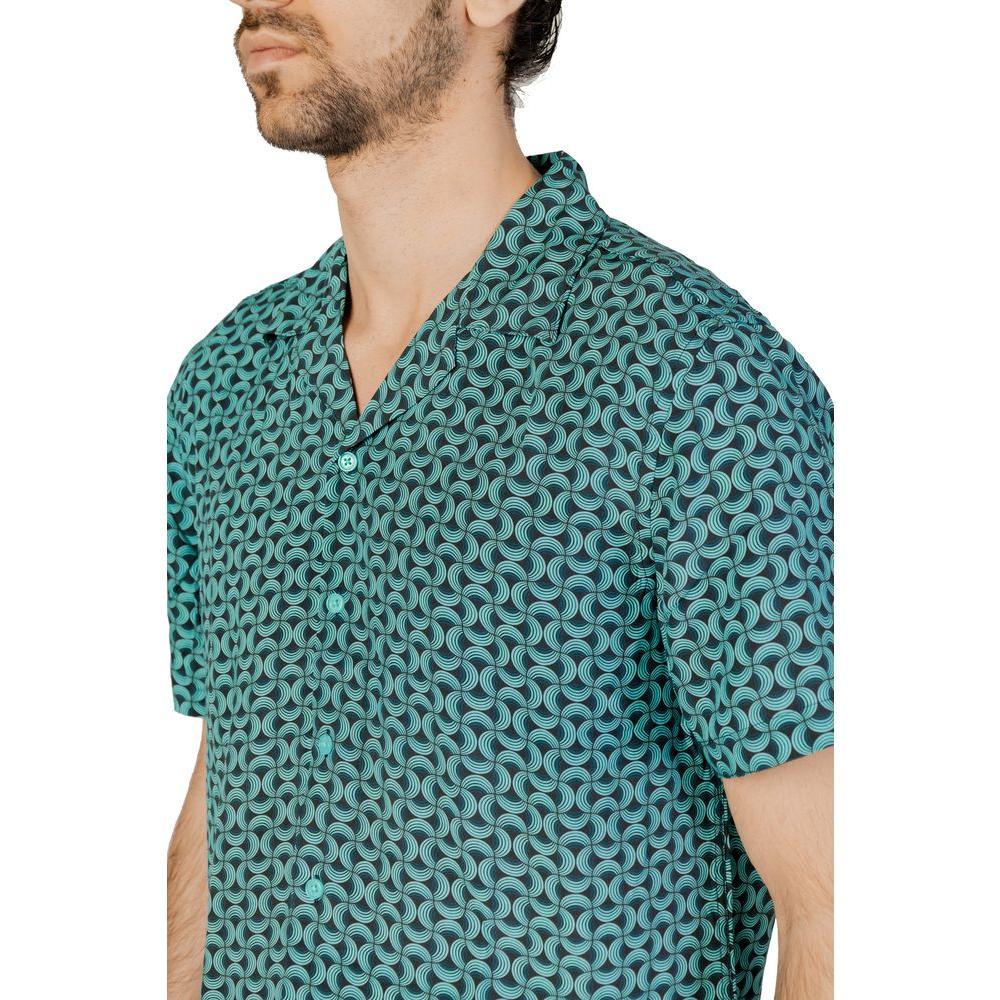 Gianni Lupo Turquoise Viscose Shirt Gianni Lupo Dim Gray
