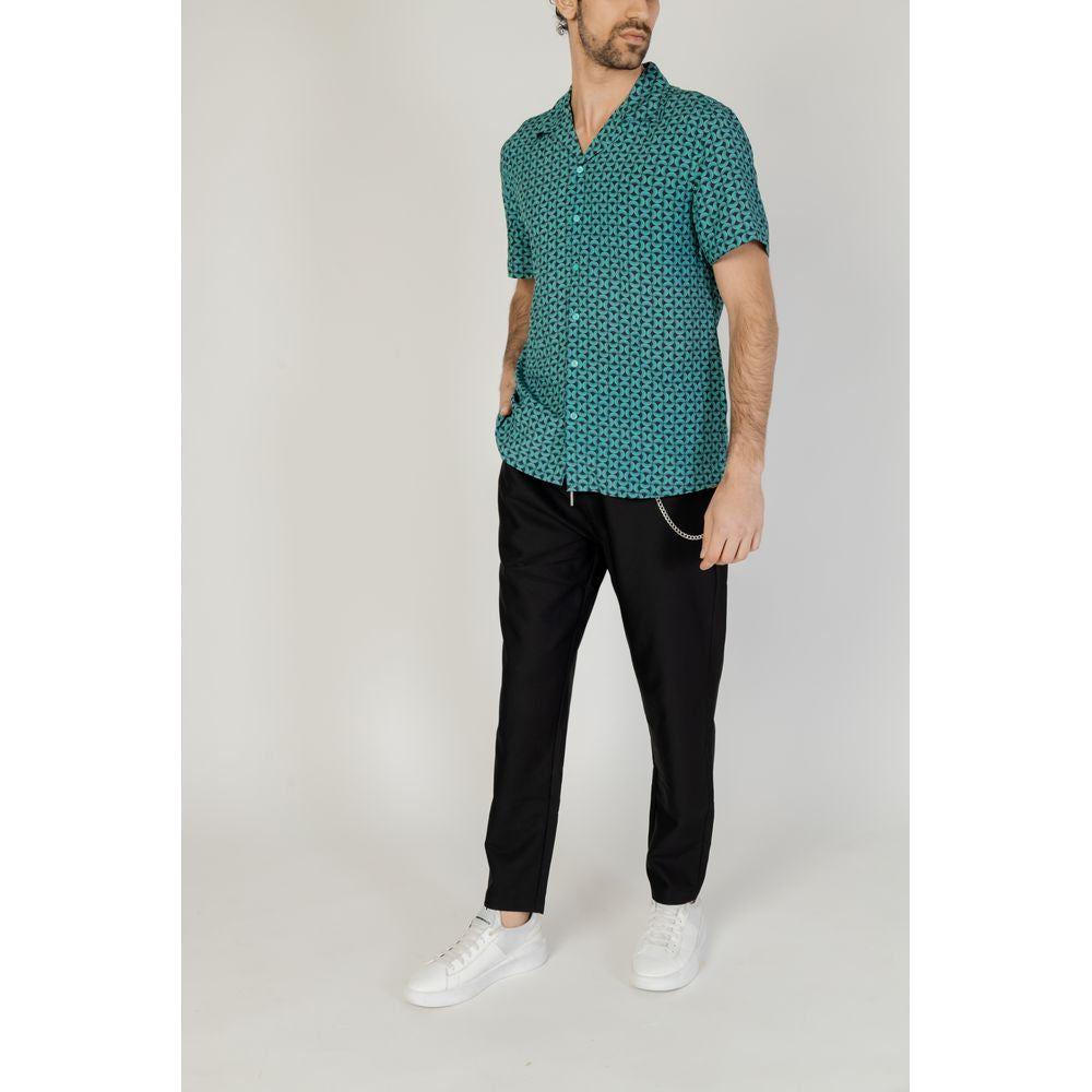 Gianni Lupo Turquoise Viscose Shirt Gianni Lupo Light Gray