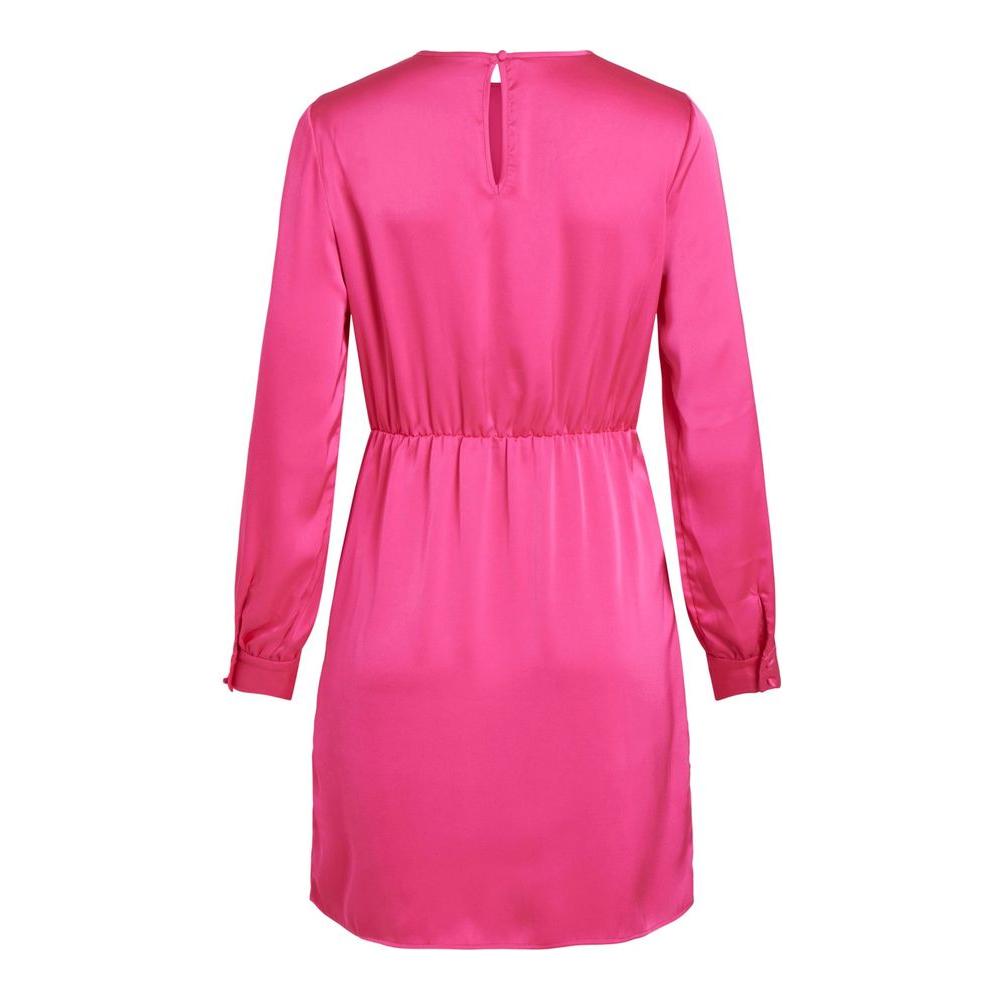 Vila Clothes pink polyester dress, short design, ideal for spring/summer. 100% polyester for a stylish and comfortable fit.