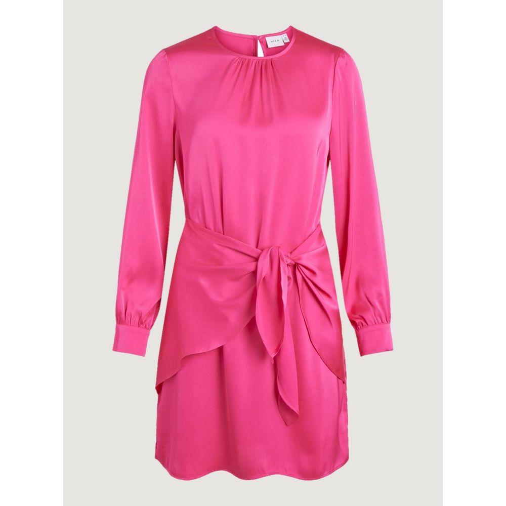 Vila Clothes pink polyester short dress for women, ideal for spring and summer fashion.