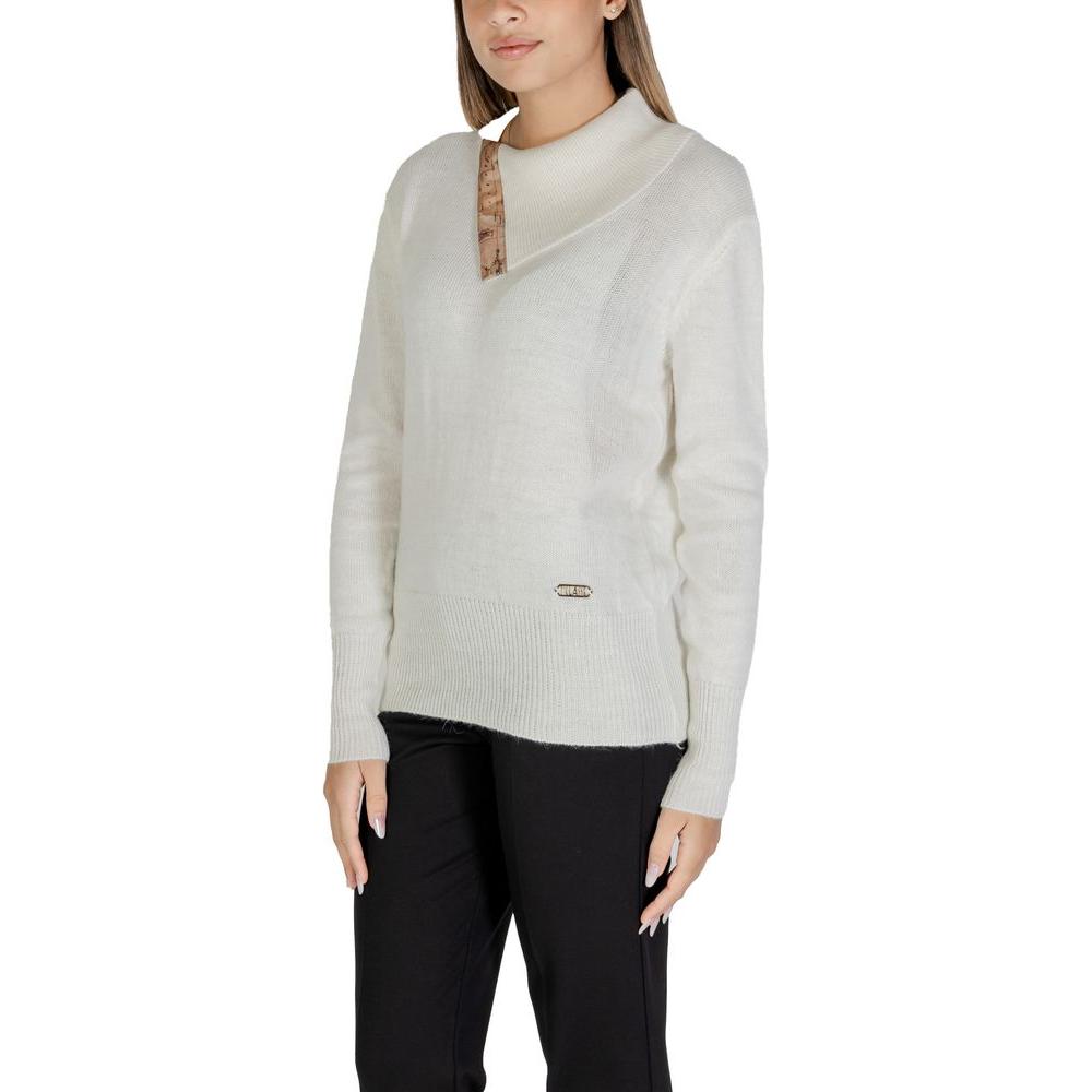 Alviero Martini Prima Classe women's white viscose sweater from the fall/winter collection, featuring acrylic, wool, and alpaca knitwear.