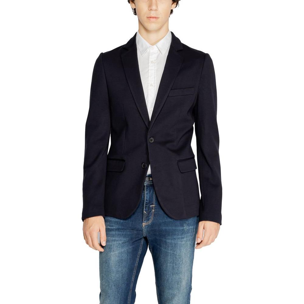 Antony Morato blue viscose suit for men, fall/winter collection, featuring a stylish design with 75% viscose composition.