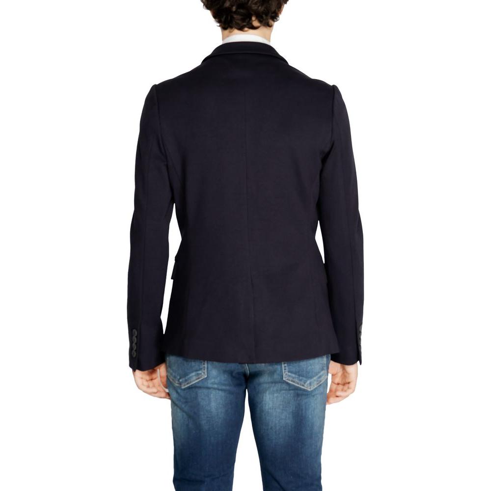 Back view of Antony Morato blue viscose suit jacket for men, fall-winter collection.