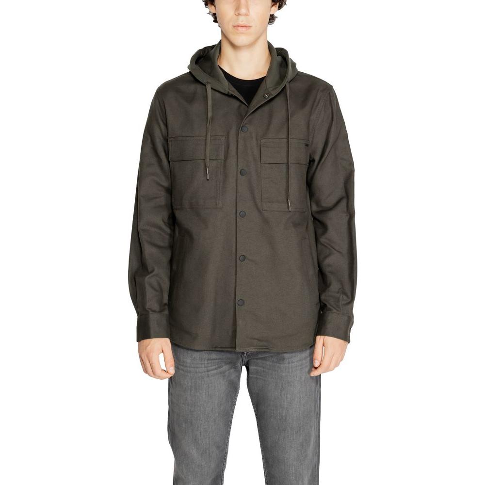 Men's Antony Morato Green Cotton Shirt, Fall/Winter Collection, 100% Cotton, Front View