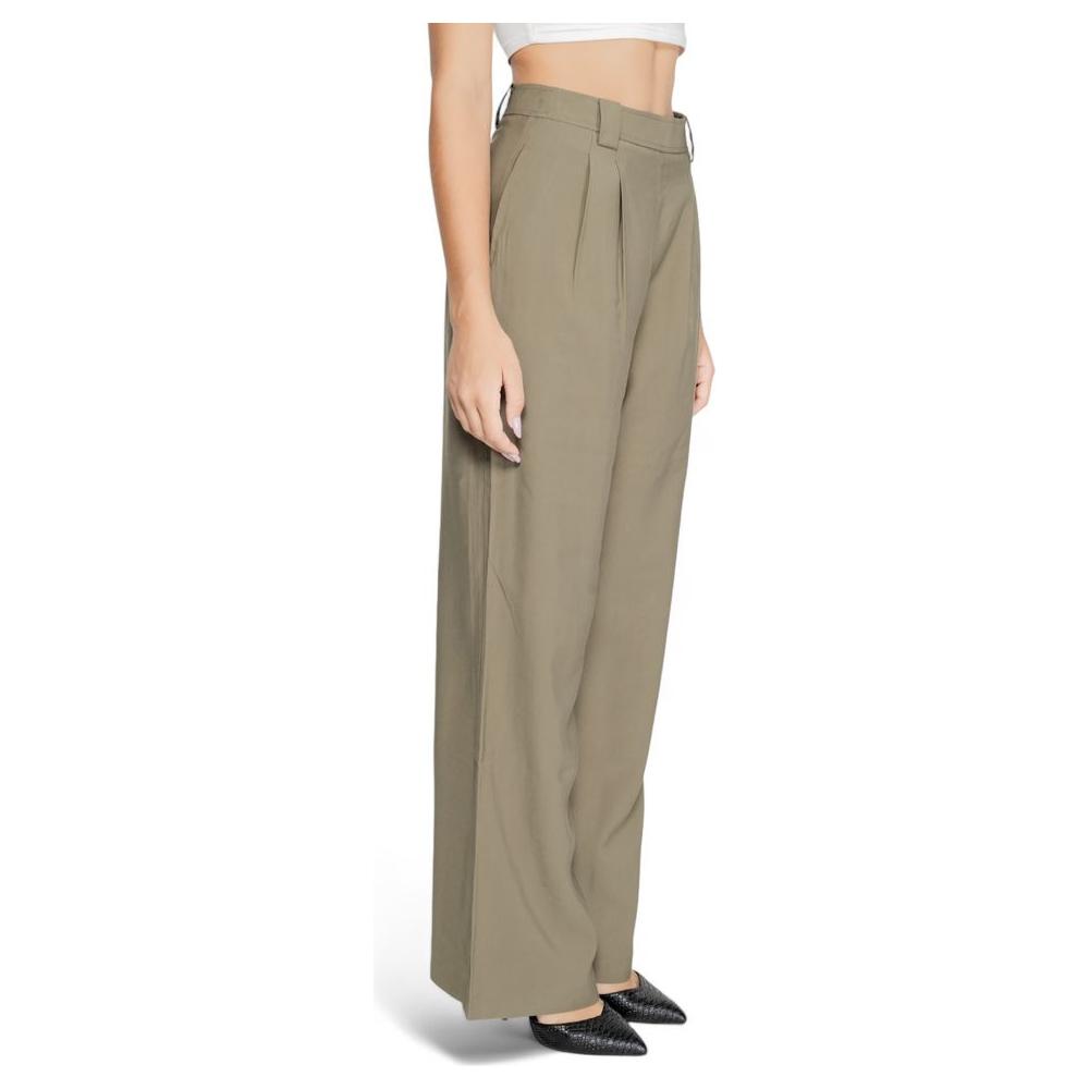 Morgan De Toi green cotton women's pants, fall/winter collection, high-waisted design, side view showcasing elegant styling and fit.