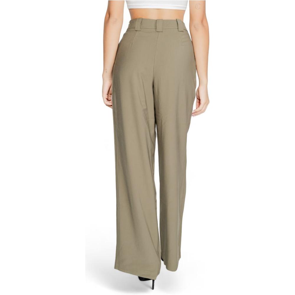 Back view of Morgan De Toi Women's Green Cotton Pants, Fall/Winter Collection, 100% Cotton