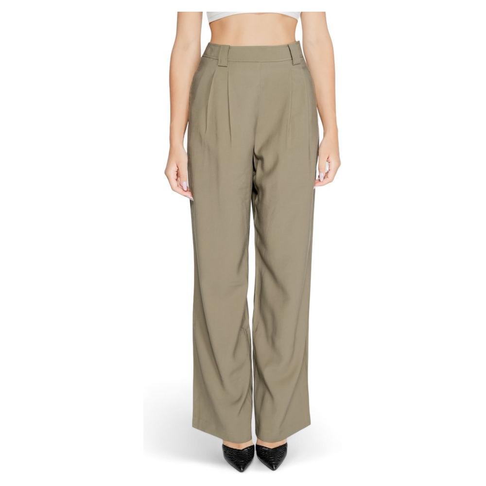 Morgan De Toi green cotton women's pants, fall/winter collection, 100% cotton trousers, stylish and comfortable fashion.