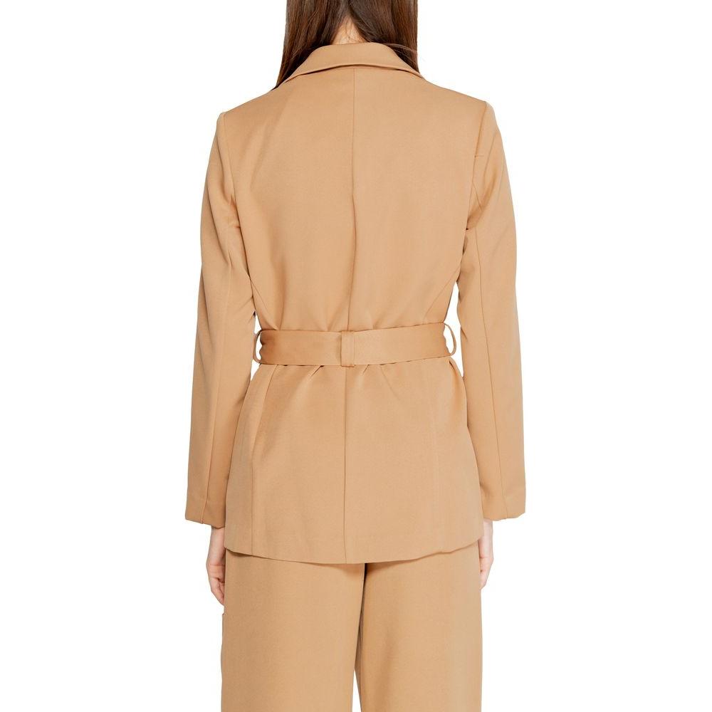 Back view of Rinascimento beige women's blazer, Fall/Winter collection, made from polyester and elastane, showcasing elegant design.