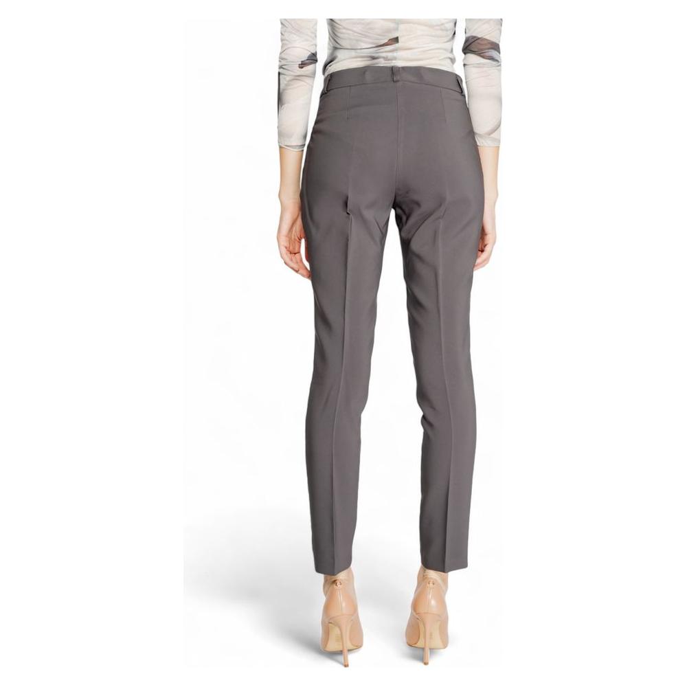 Back view of Rinascimento gray polyester women's pants for fall winter collection, featuring 90% polyester and 10% elastane.