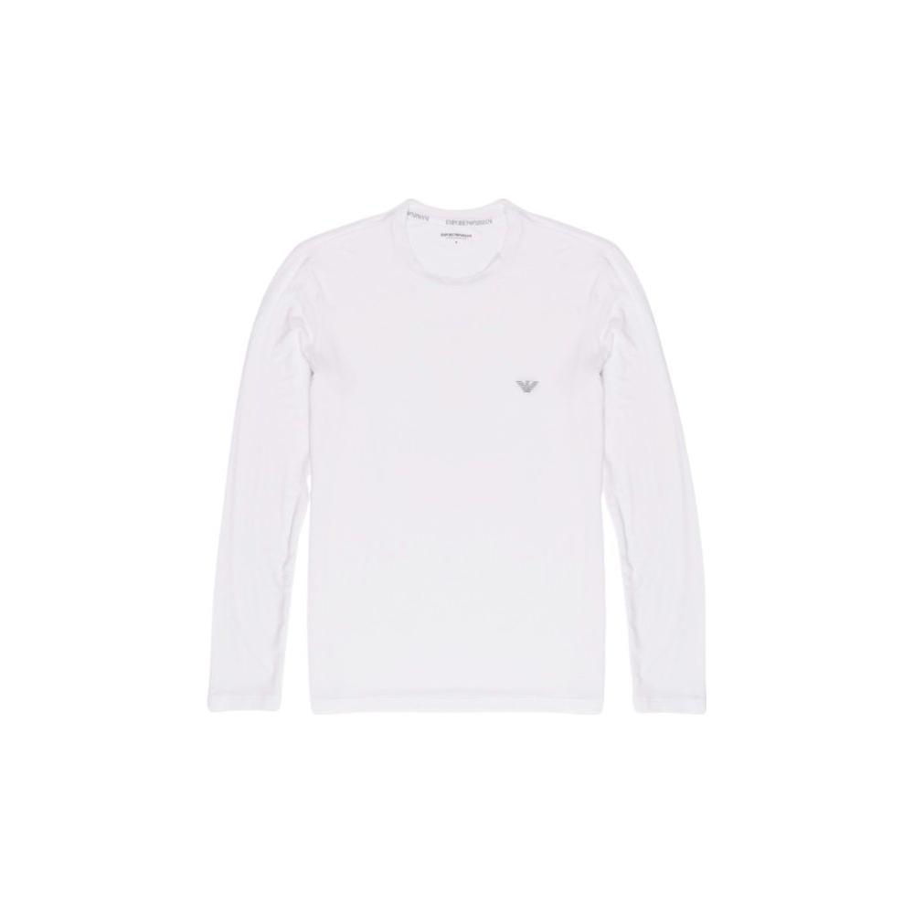 Emporio Armani Underwear white modal long-sleeve shirt for men, soft and comfortable fit, model 111984 4F511.