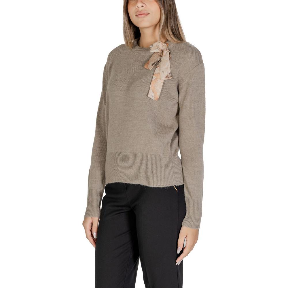 Alviero Martini Prima Classe beige polyester women's sweater, fall/winter collection, featuring knitwear design.