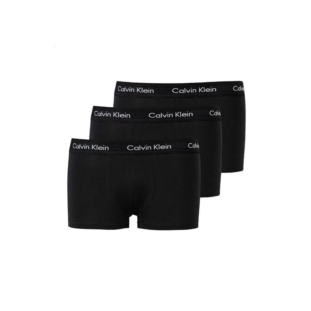 Calvin Klein low-rise black cotton trunk underwear 3-pack for men, offering comfort and style, perfect for everyday wear.