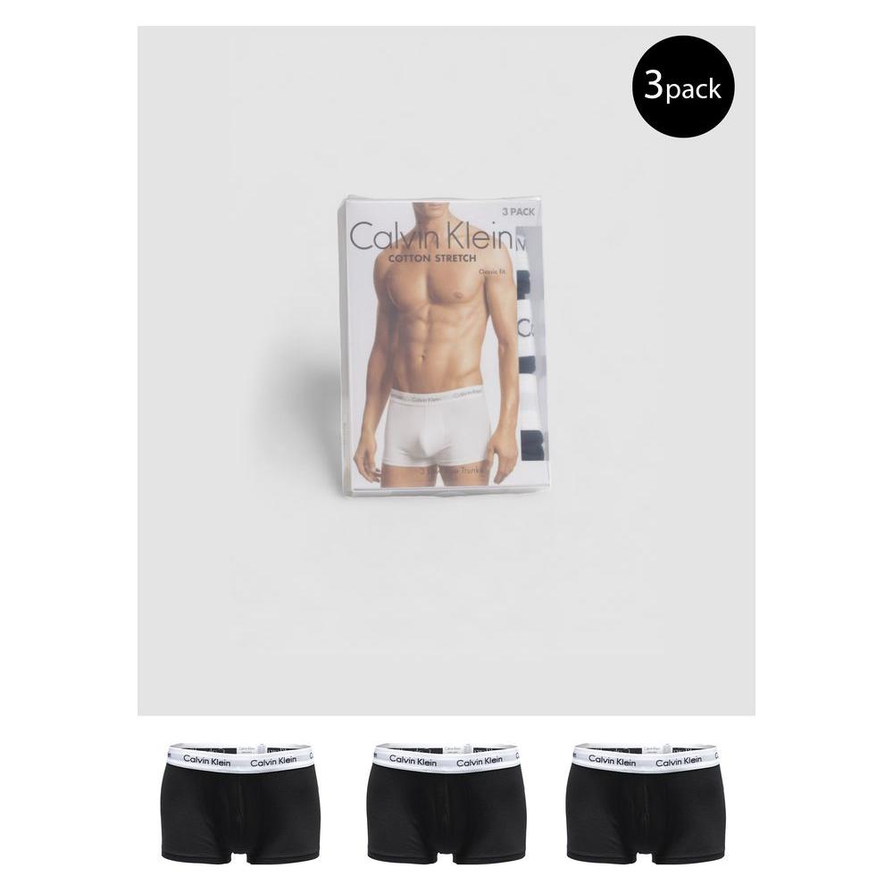 Calvin Klein Underwear 3 Pack Black Cotton Trunks with Elastic Waistband for Men