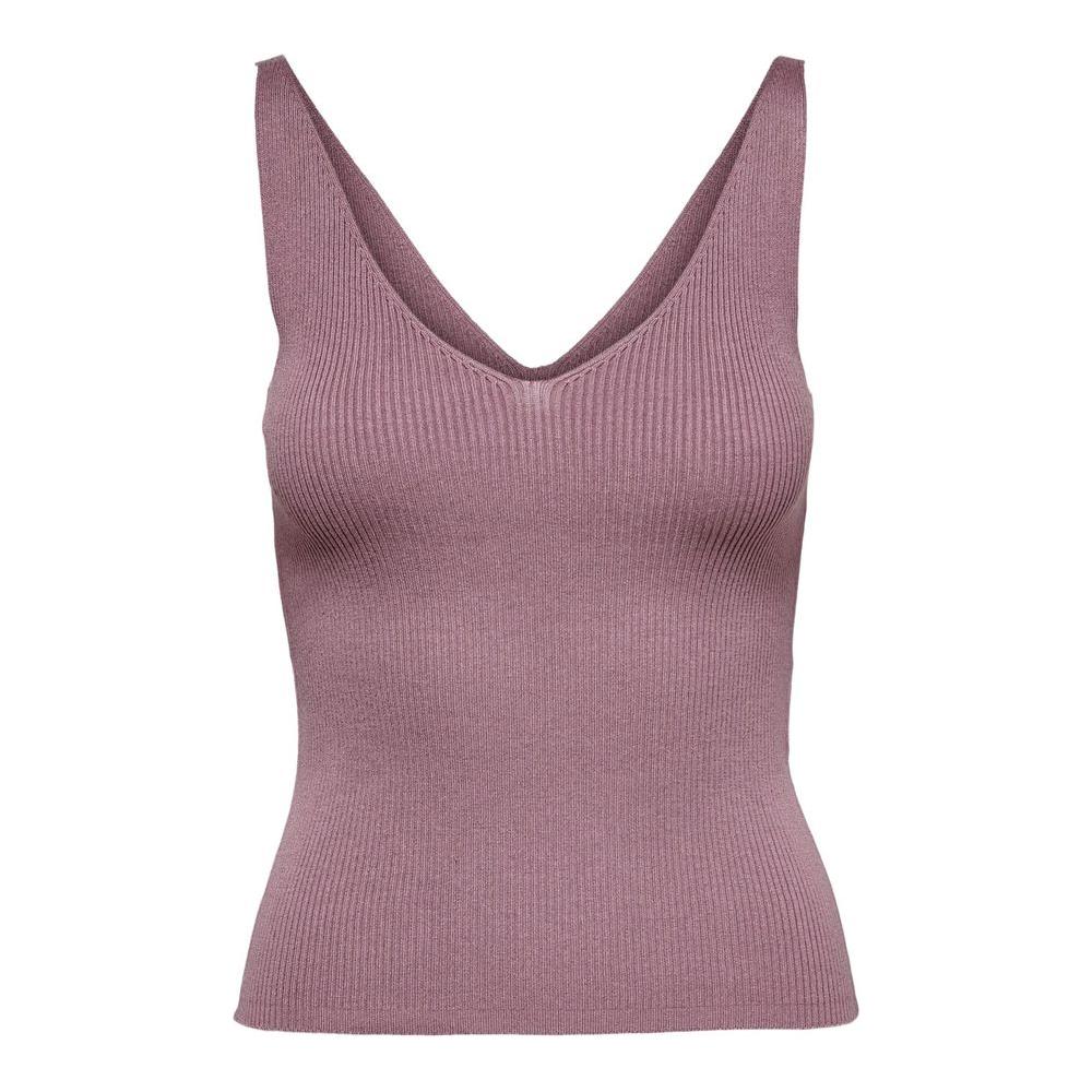Jacqueline De Yong purple viscose tank top with V-neck, perfect for casual or night wear, made of 80% viscose and 20% nylon.