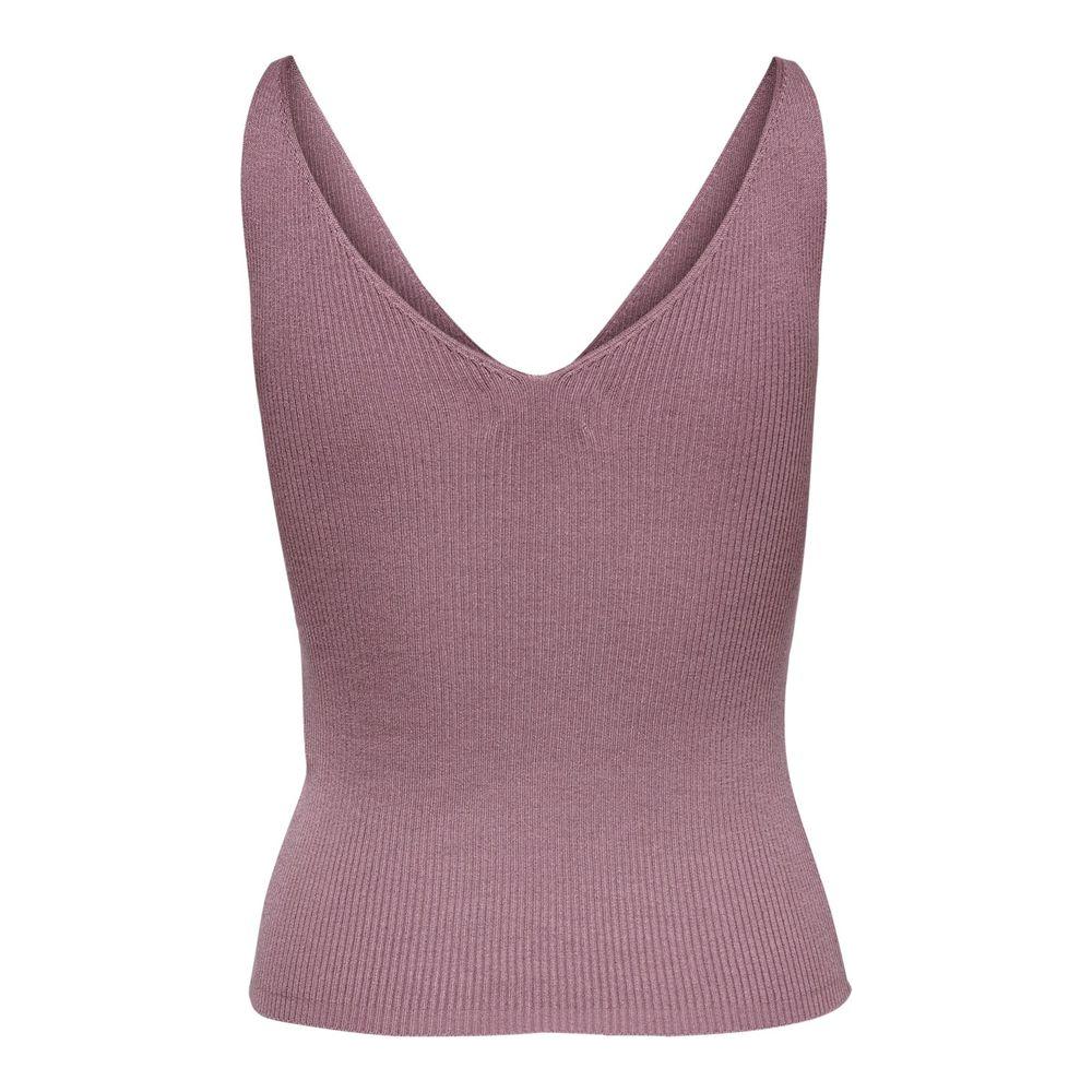 Jacqueline De Yong purple viscose tank top with V-neckline, soft and elegant design for versatile styling.