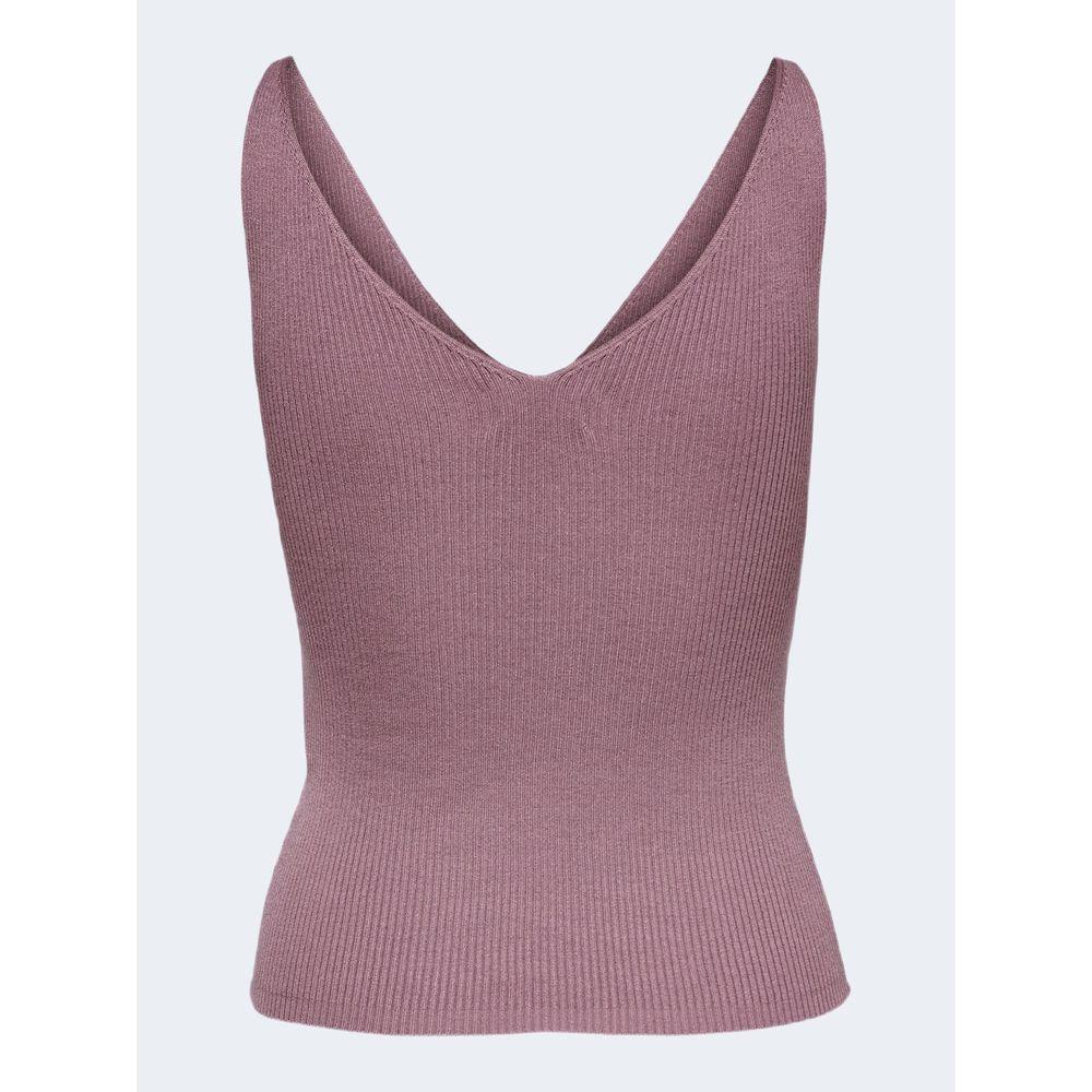 Jacqueline De Yong purple viscose tank top for women with V-neckline, soft fabric blend, minimalist design, versatile for casual or evening wear.