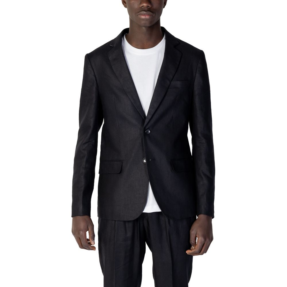 Antony Morato black linen suit jacket for men, spring/summer collection, made of 52% linen and 48% viscose.