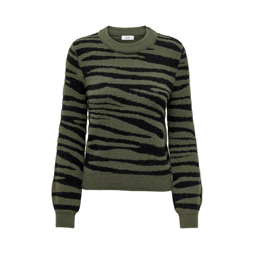 Jacqueline De Yong green striped nylon sweater for women, fall/winter collection, made of 58% nylon, 26% viscose, 16% polyester.