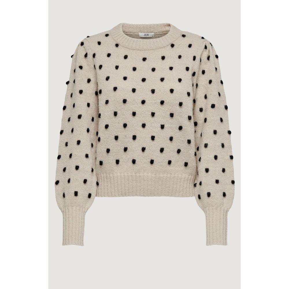 Jacqueline De Yong women's beige polyester sweater, autumn/winter collection with polka dot design.