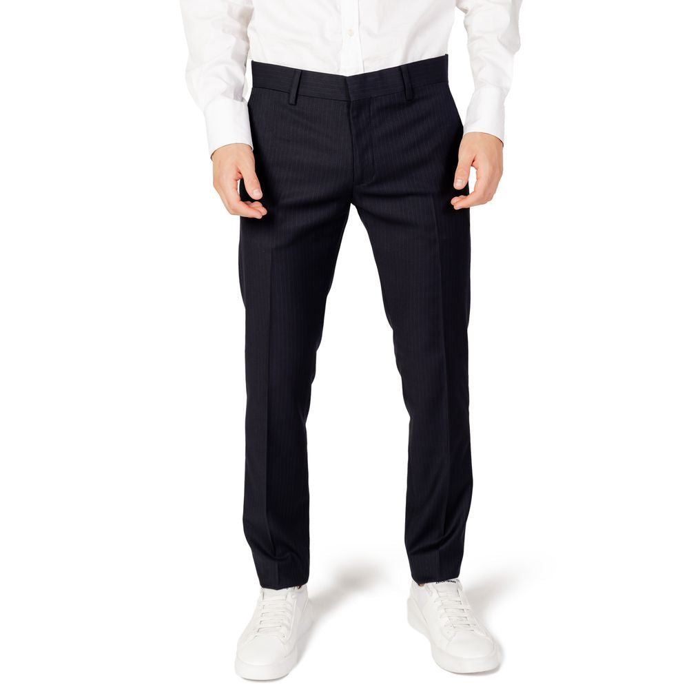 Antony Morato men's suit trousers, blue polyester blend, autumn/winter collection. Ideal for formal occasions.