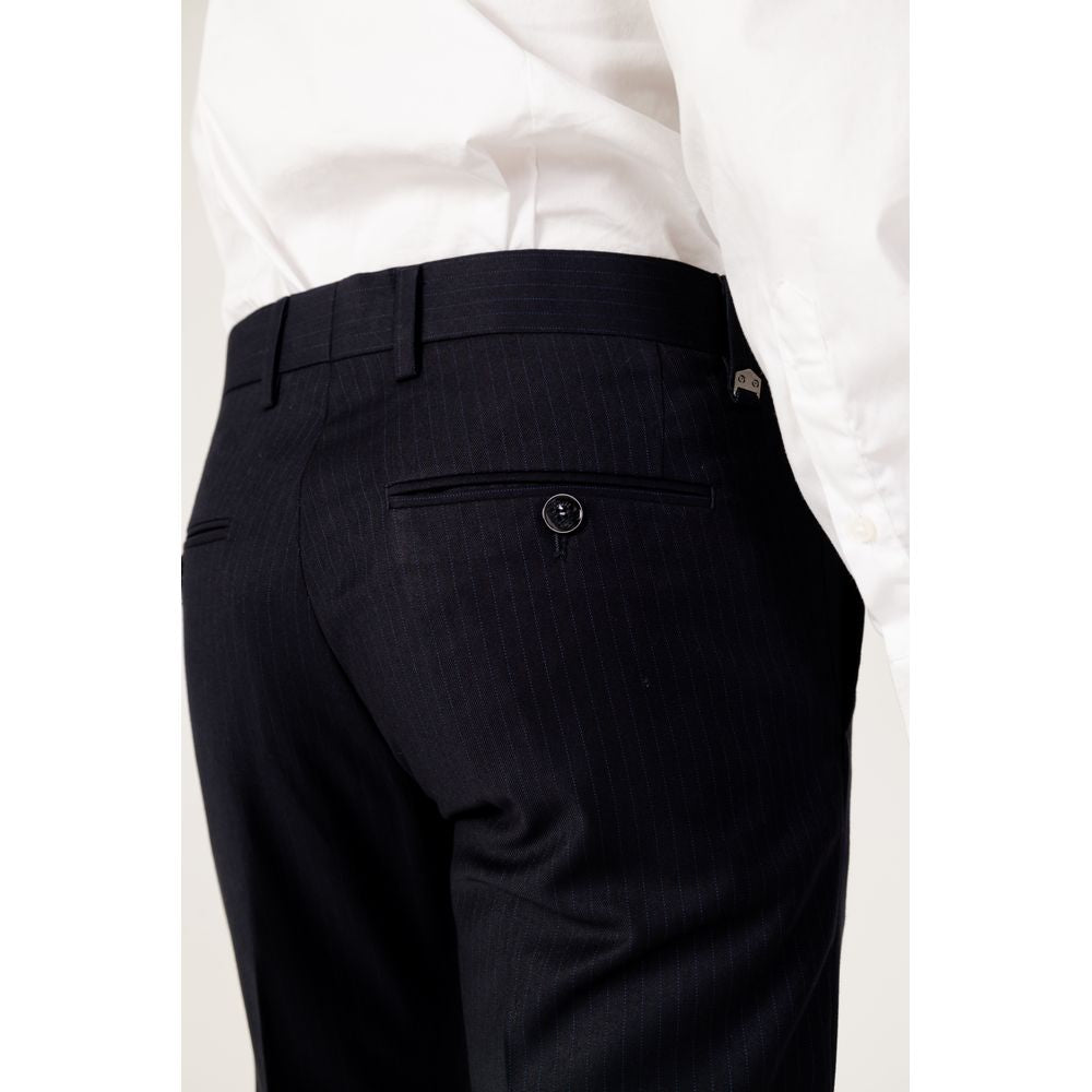 Back view of Antony Morato blue polyester men's suit trousers from the Autumn/Winter collection, highlighting button details.