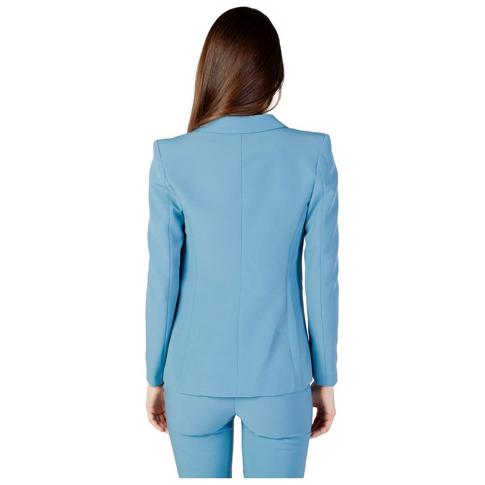 Back view of a Rinascimento turquoise women's blazer suit, 100% polyester, from the Autumn/Winter collection.