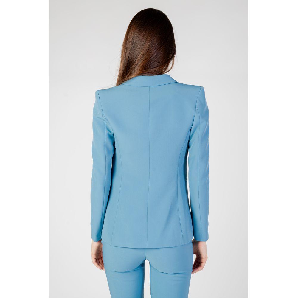 Back view of Rinascimento turquoise polyester women's blazer, part of the autumn/winter collection.