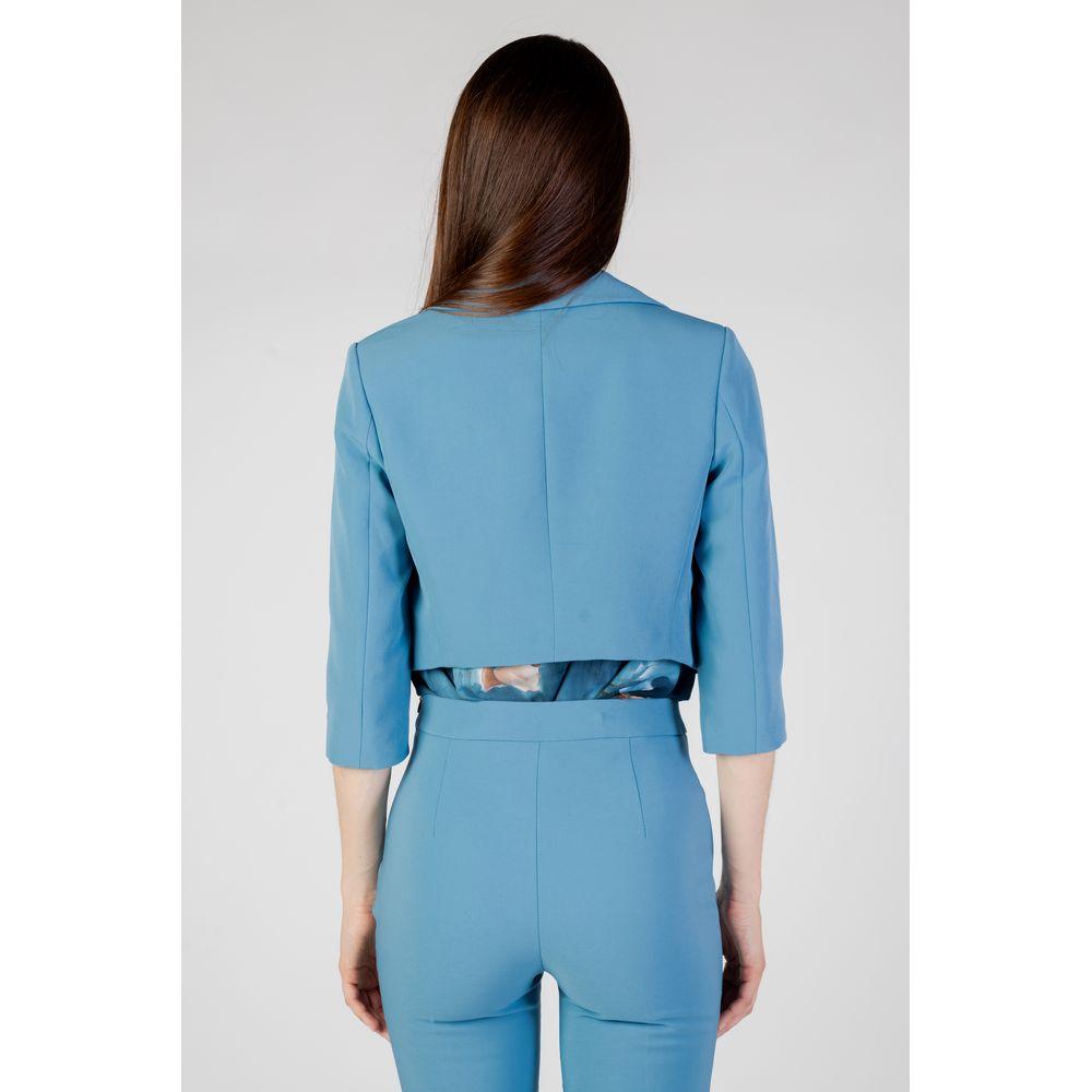Back view of Rinascimento turquoise polyester women's blazer and suit, part of the Autumn/Winter collection.