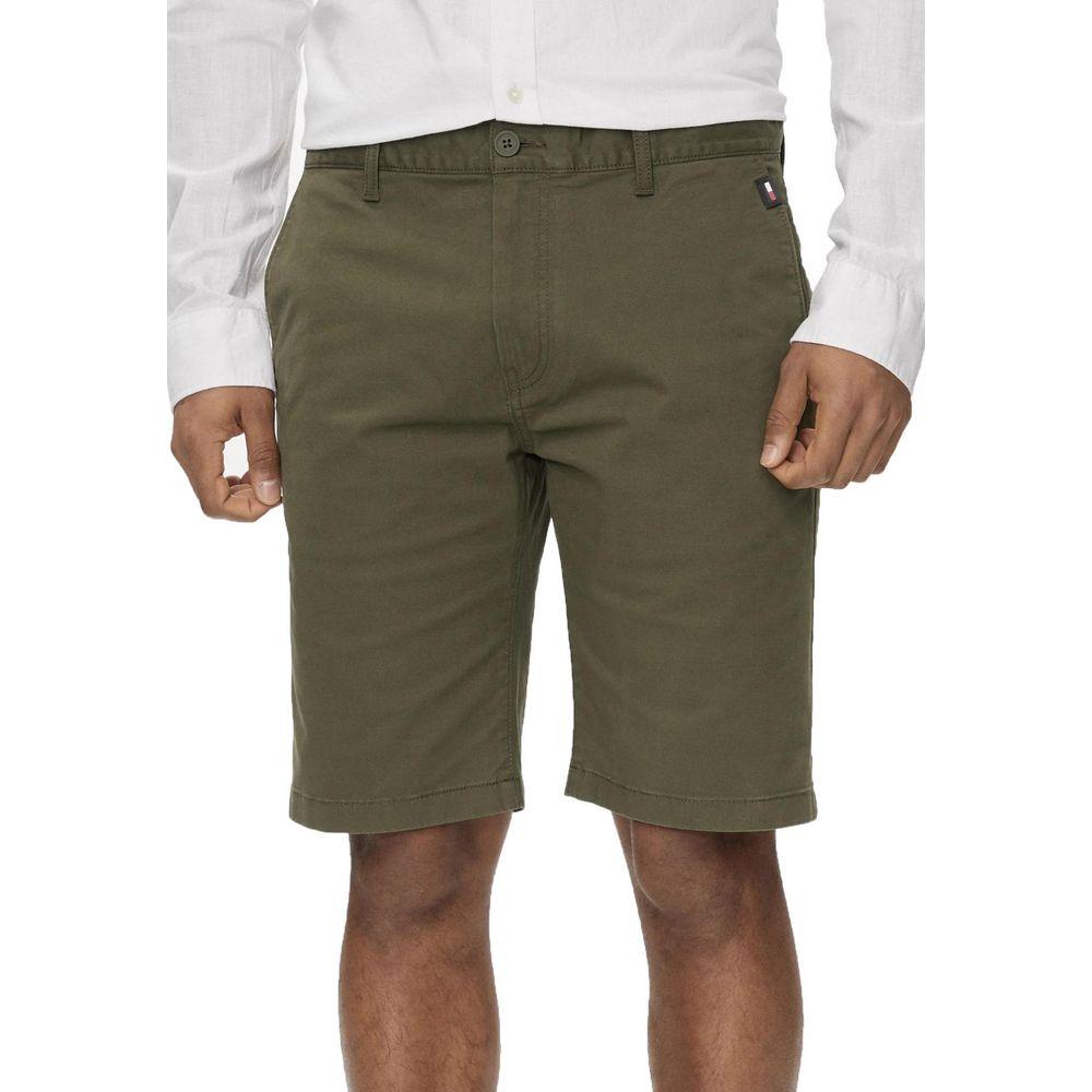 Men's green organic cotton shorts by Tommy Hilfiger, part of the Spring/Summer collection, featuring 97% cotton and 3% elastane blend.