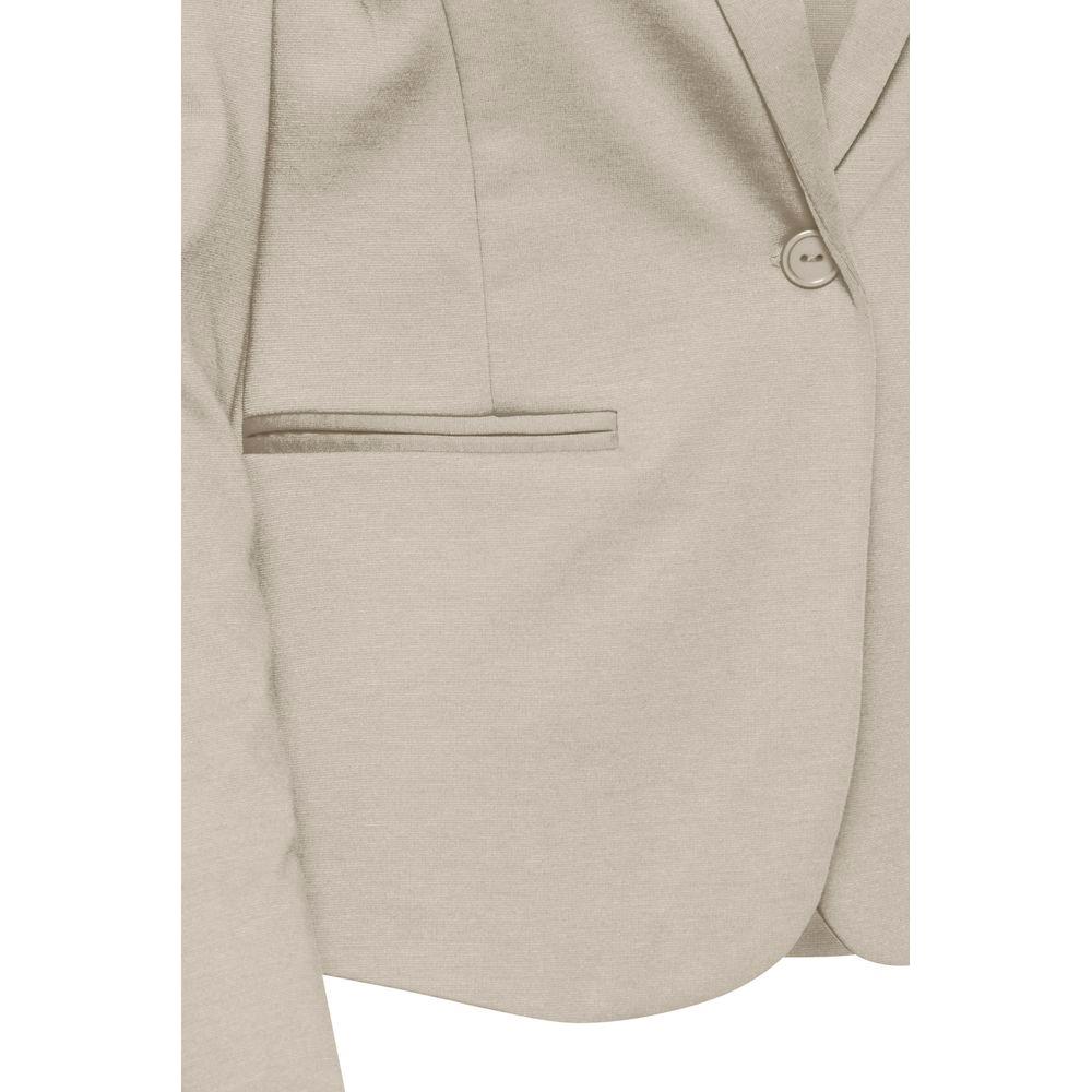ICHI women's beige polyester suit blazer, fall/winter collection, detailed view with button and pocket, 74% polyester