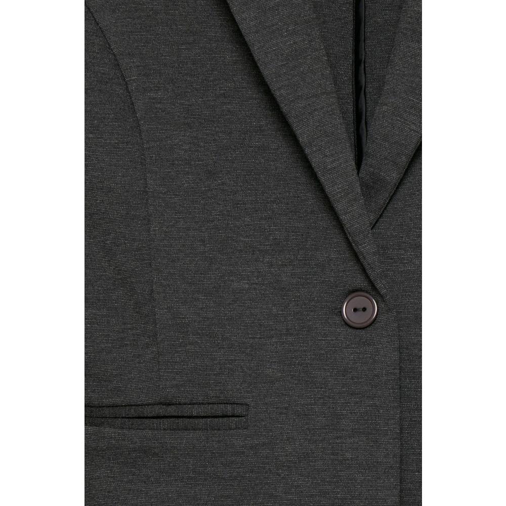 ICHI gray women's blazer, fall/winter collection, made of polyester, viscose, and elastane, featuring a single button closure.