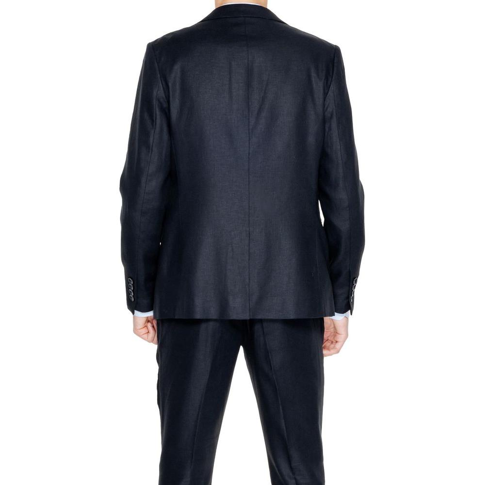 Back view of Antony Morato black linen suit, men's spring/summer collection, 52% linen and 48% viscose composition.
