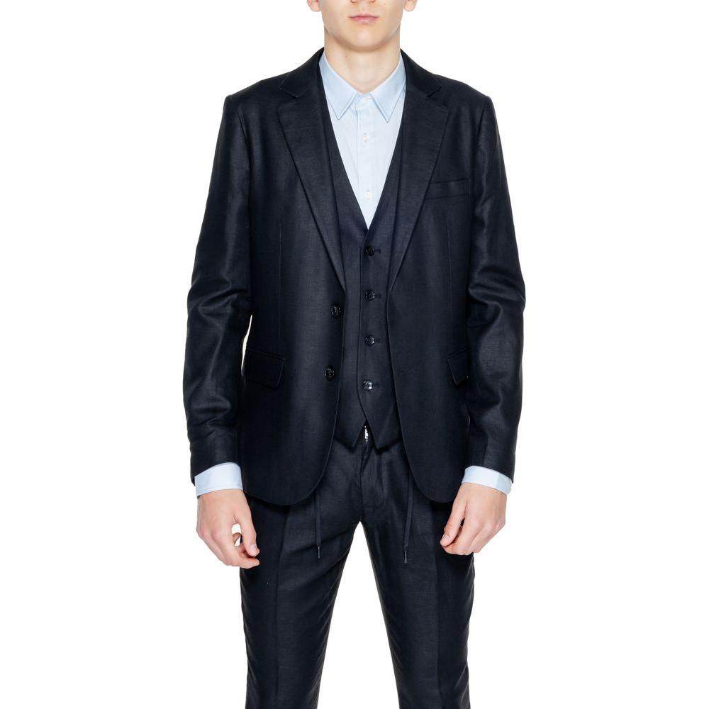 Antony Morato Black Linen Suit for men, featuring a spring/summer jacket, made of 52% linen and 48% viscose.