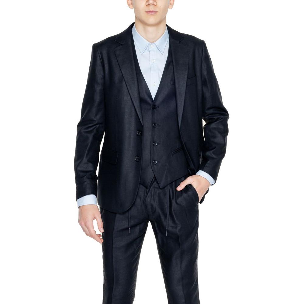 Antony Morato black linen suit for men, ideal for spring/summer, featuring a stylish jacket, made of 52% linen and 48% viscose.