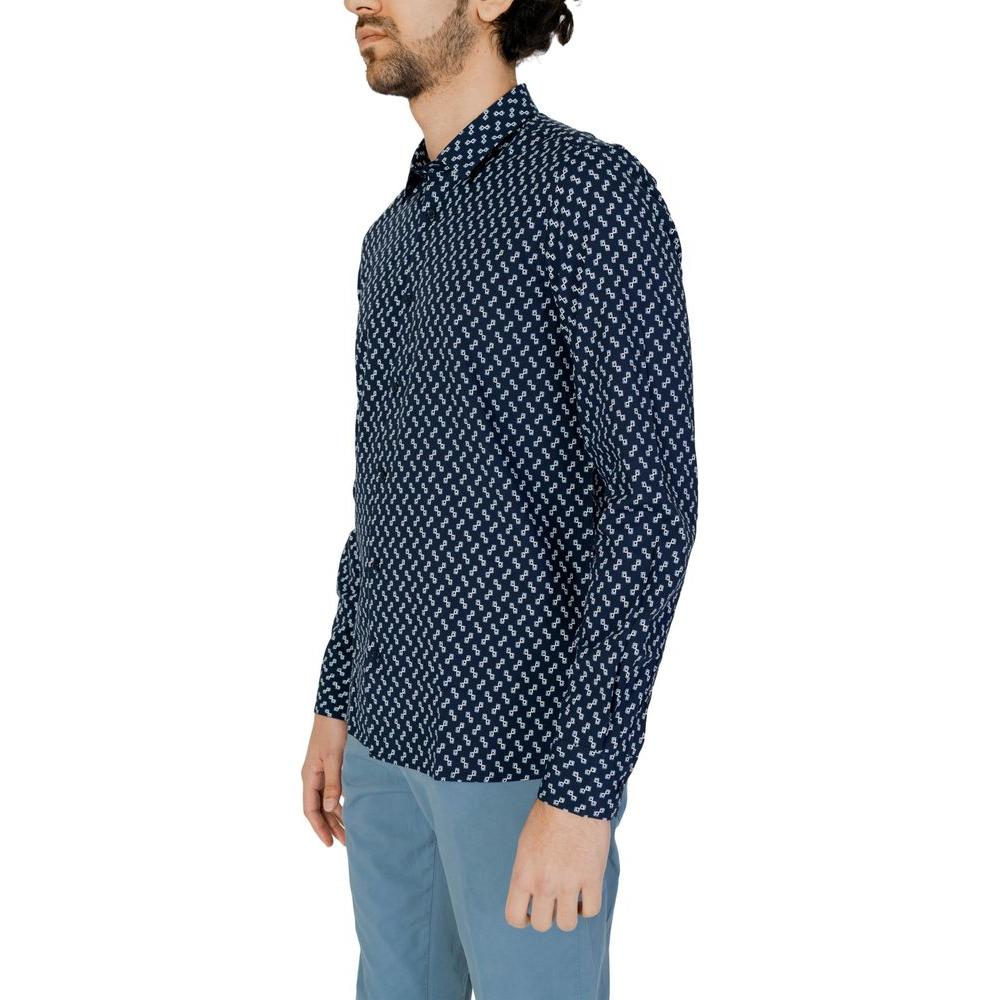 Antony Morato Blue Viscose Long Sleeve Shirt for Men - Spring/Summer Collection, 50% Viscose, 50% Cotton