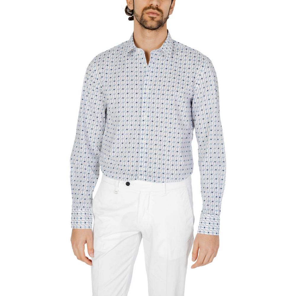 Antony Morato men's blue long sleeve cotton shirt, spring/summer collection, stylish and breathable clothing.