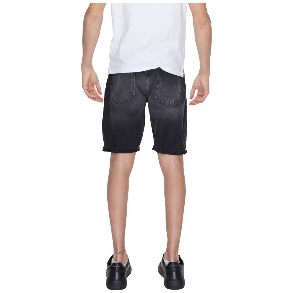 Back view of men's Antony Morato black cotton Bermuda shorts, part of the spring/summer collection, showcasing a casual stylish fit.