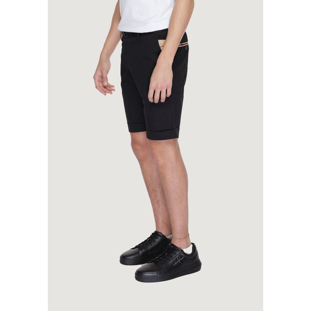 Alviero Martini Prima Classe black cotton men's Bermuda shorts, perfect for spring/summer, featuring a comfortable fit and stylish design.