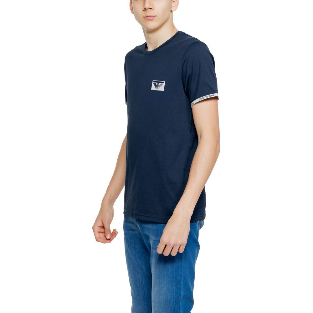 Emporio Armani Underwear blue cotton t-shirt for men, modern short-sleeve, comfortable fit, model 110853 4R755, casual style