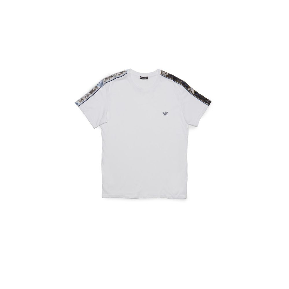 Emporio Armani Underwear white cotton t-shirt for men, short-sleeve, model 211845 4R475 with brand details, casual wear.