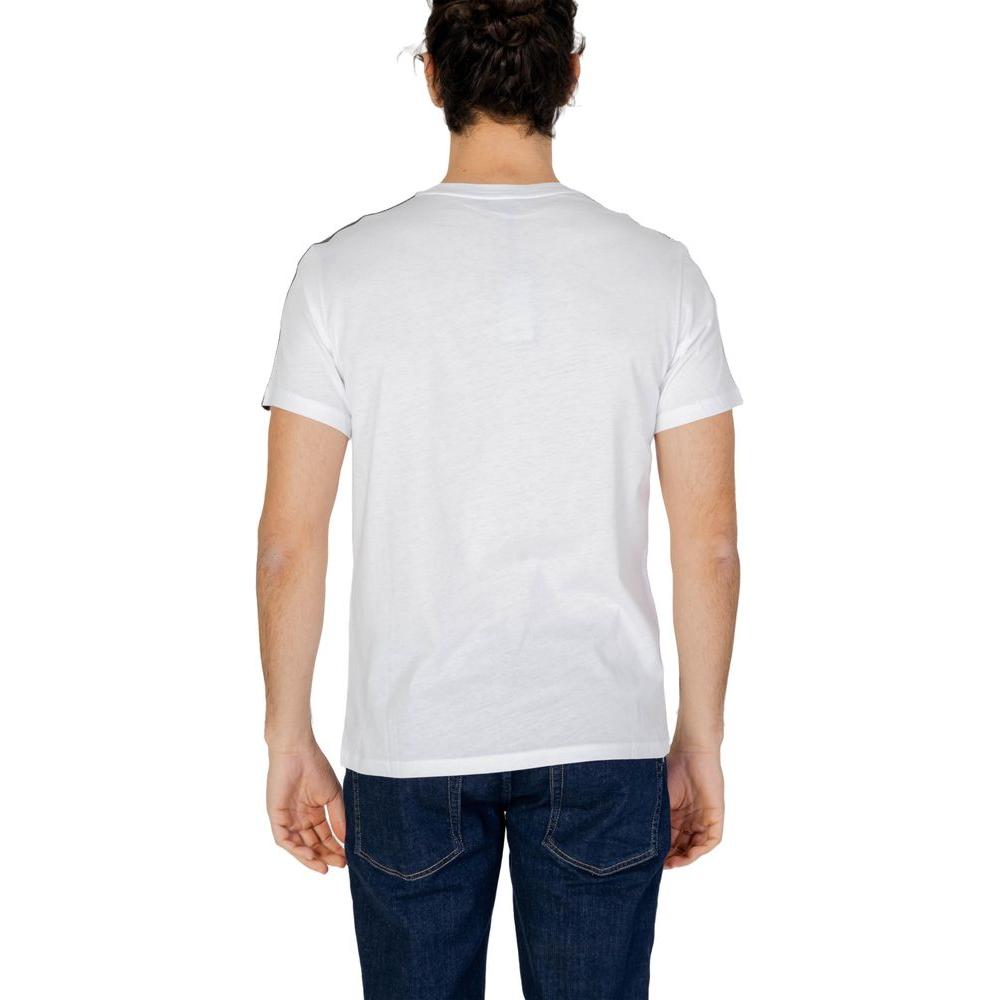Back view of Emporio Armani Underwear white cotton t-shirt for men, short-sleeve, essential design, model 211845 4R475