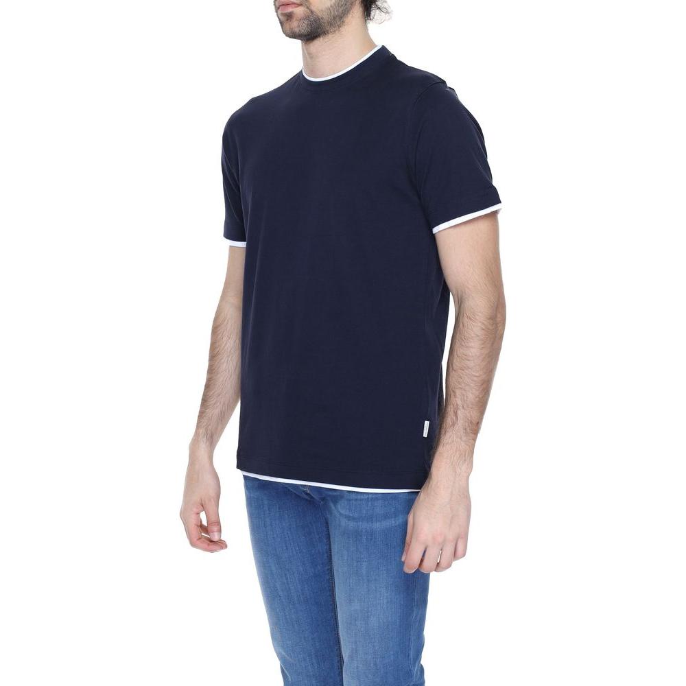 Hamaki-Ho blue cotton T-shirt for men, spring/summer collection, featuring a casual fit and round neck.