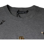 Dolce & Gabbana Gray Cotton Blend Embellished Tee T-shirt TSH87077-44